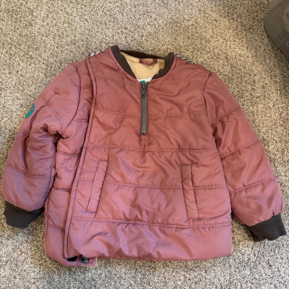 Buckle Me Baby Coats Car Seat Safe Puffer Jacket Pink Fleece Lined 24M 2T